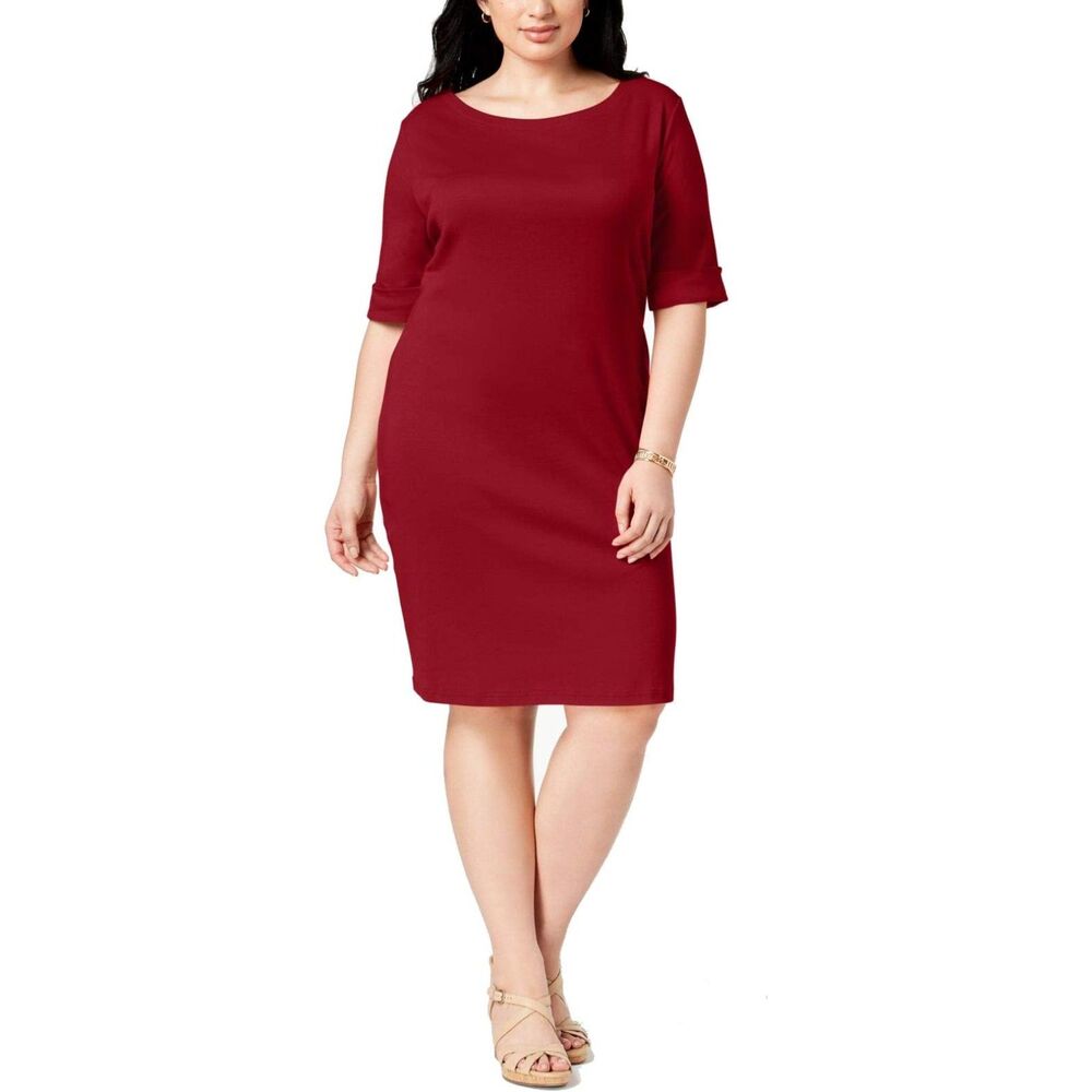 Karen Scott burgundy cuff sleeve dress size 2x. New with tags.